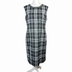 Preston‎ & York Tweed Sheath Dress Womens 10 Black Gray Metallic Pearl Classic